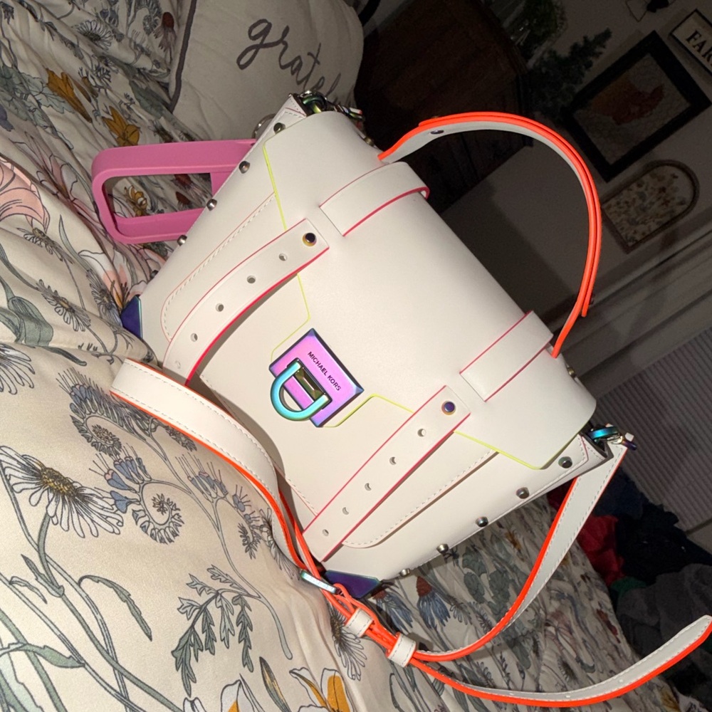 Stylish White and Pink Women's Bag
